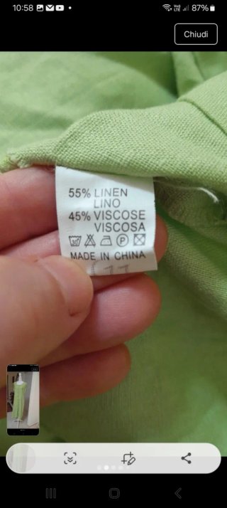 Abito in lino e viscosa verde