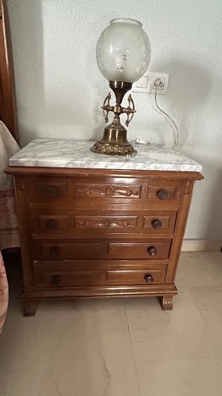 Mesitas de noche madera con mármol