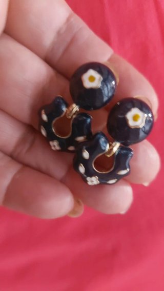 Pendientes vintage esmaltados flores
