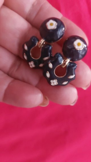 Pendientes vintage esmaltados flores