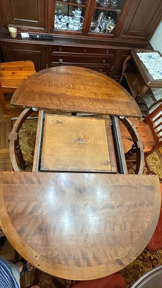 Mesa extensible cerezo artesanal y 6 sillas