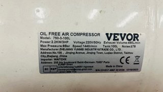 Compresor VEVOR Profesional 100L 3HP