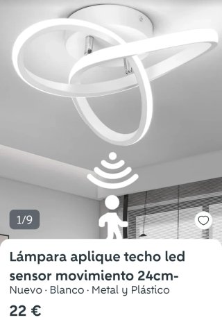Lámpara Techo LED Sensor Movimiento 24cm