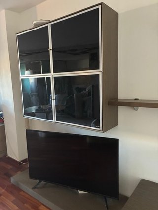 Muebles salón comedor nogal con estantería