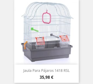 Jaula para pájaros blanca y roja