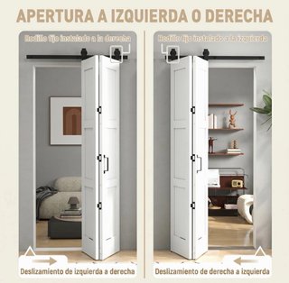 Puerta corredera doble blanca