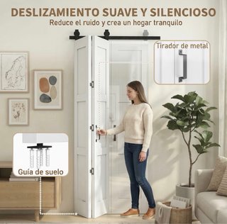 Puerta corredera doble blanca