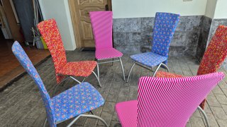 6 Sillas de comedor tapizadas metal