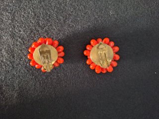 Pendientes vintage imitación coral naranja