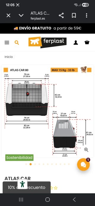 Transportín Perro Ferplast Atlas 80