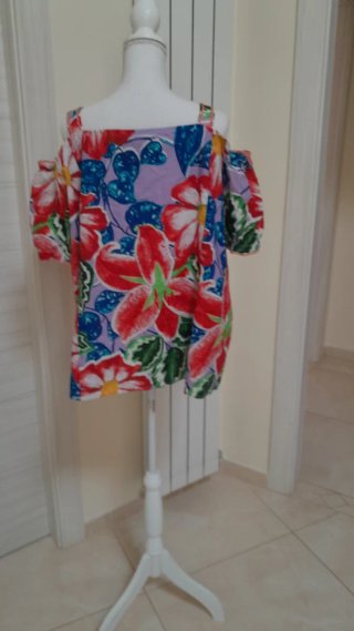Blusa Ulla Popken lino cotone floreale