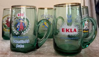 Juego de 5 vasos de cerveza verdes