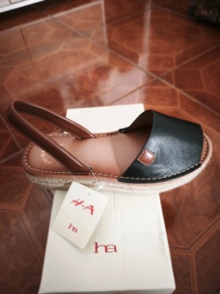 Sandalias Mujer Talla 37 Negro y Marrón