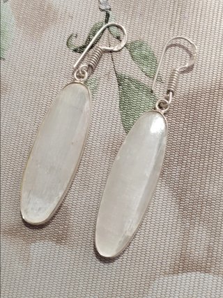 Pendientes Selenita Natural Plata 925