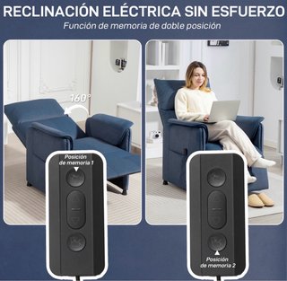Sillón reclinable eléctrico azul
