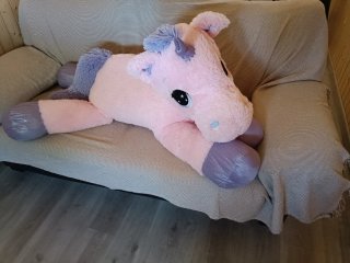 Peluche Unicornio Rosa y Morado Gigante