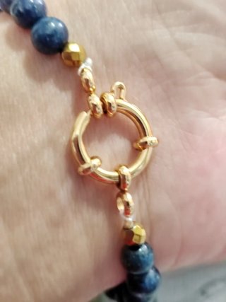Pulsera Lapislázuli y Opalita 17cm Corazón