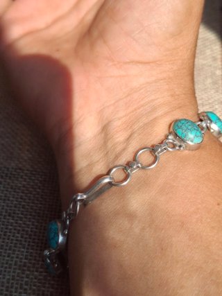 Pulsera Plata 925 Italia Turquesas