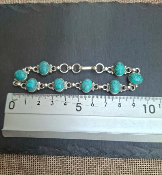 Pulsera Plata 925 Italia Turquesas