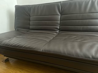 Sofá Cama Piel Sintética Marrón 190x80/160