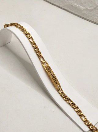 Esclava Cortés Acero Inox Chapado Oro