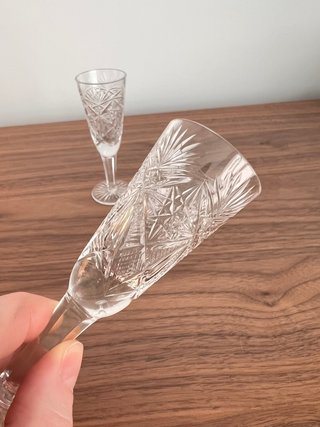 Pareja copas licor/vodka vintage cristal tallado