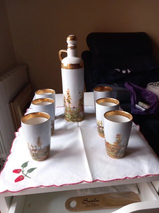 Set di liquori Limoges in porcellana dorata