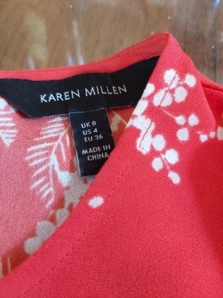 Blusa KAREN MILLEN roja y blanca.