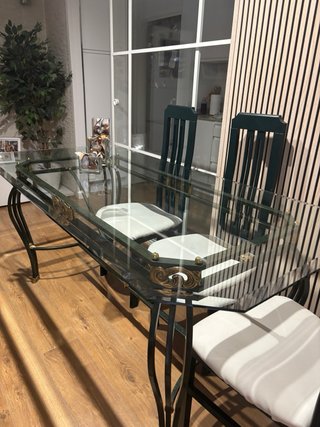Mesa Comedor Hierro y Cristal 180x90