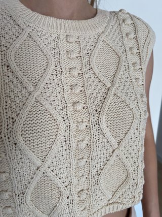Chaleco Zara Punto Beige Talla S