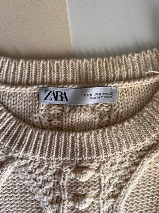 Chaleco Zara Punto Beige Talla S
