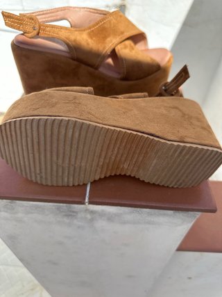 Sandalias de cuña verano mujer marrón