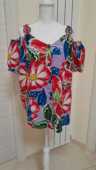 Gonna maxi viscosa + blusa lino cotone