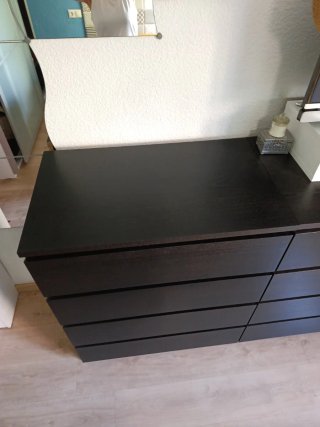 Cómoda Malm 4 cajones Madera Oscura