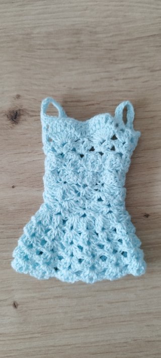 Vestido Crochet Barbie Azul Claro