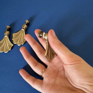 4 maniglie in ottone pendenti a ventaglio vintage