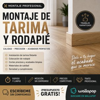 Montaje profesional de tarima y rodapié