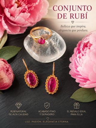 Set de pendientes y anillo de oro con rubí – joyer
