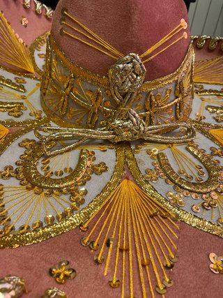 Sombrero Mexicano Charro Dorado y Rosa