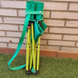 Silla de camping infantil verde y amarilla