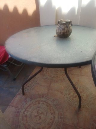 Mesa redonda cristal y metal exterior