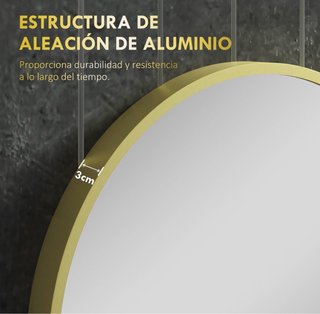 Espejo Ovalado Baño Dorado Metal