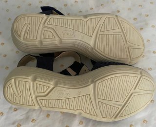 Sandalias cuña Zapatos azul y beige