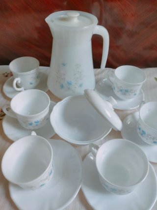 Juego café Arcopal romántico vintage floral