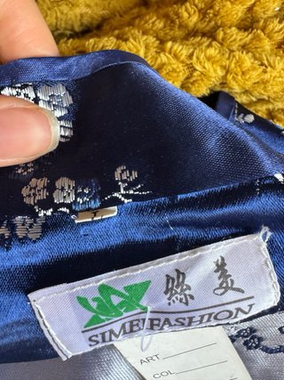 Vestido Y2K Satén Azul Estampado Floral