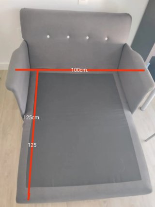 Sofá cama gris y rojo