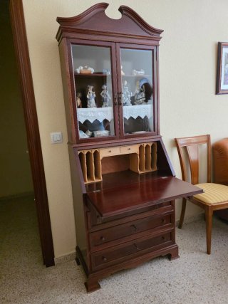 Mueble vitrina escritorio antiguo madera
