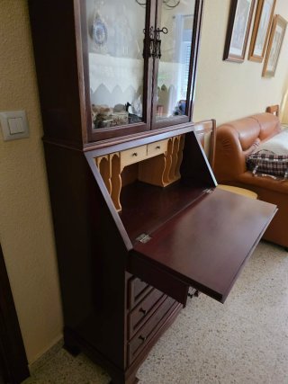 Mueble vitrina escritorio antiguo madera