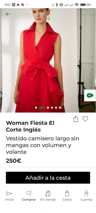 Vestido Fiesta El Corte Inglés Rojo