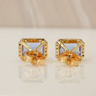 Pendientes Oro 14K Tanzanitas Naturales